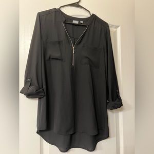 Black New York and company zip up blouse